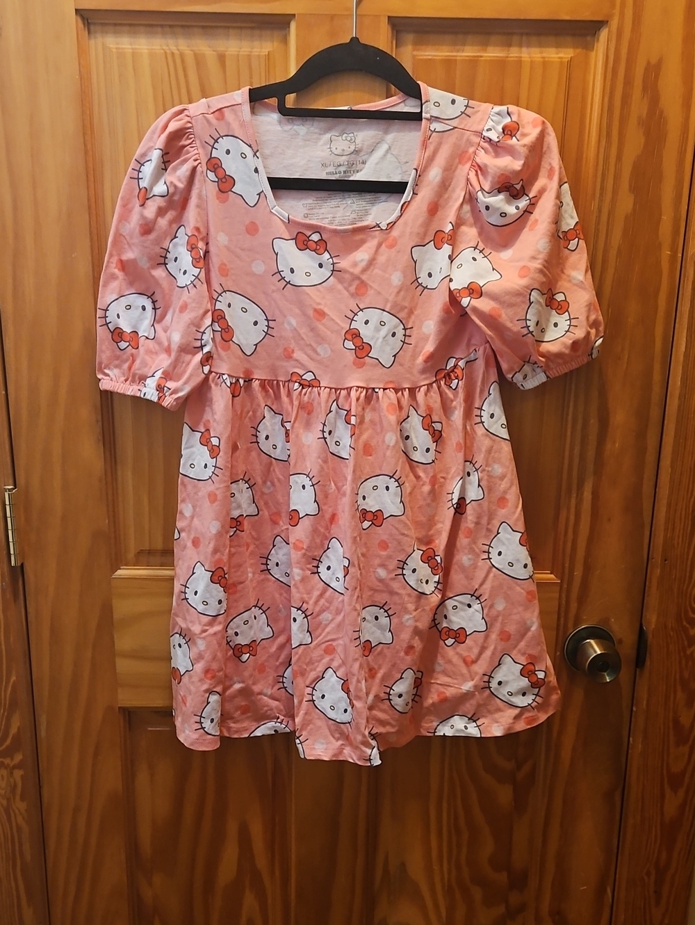 Hello Kitty Pink Puff-Sleeve Kids Dress Top